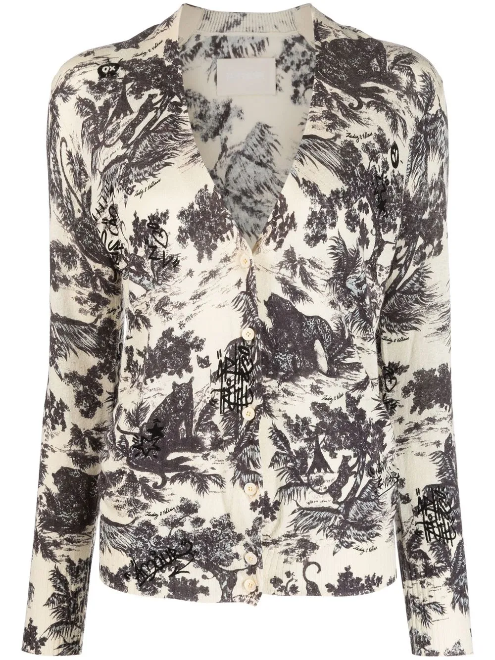 

Zadig&Voltaire graphic-print V-neck cardigan - Neutrals