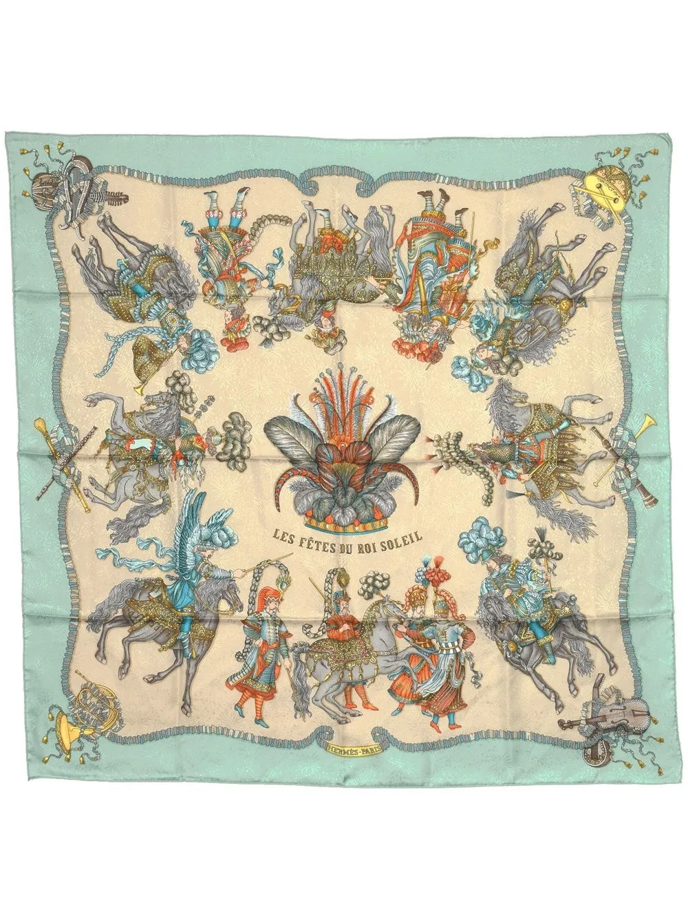 

Hermès pre-owned Les Fetes du Roi Soleil silk scarf - Blue