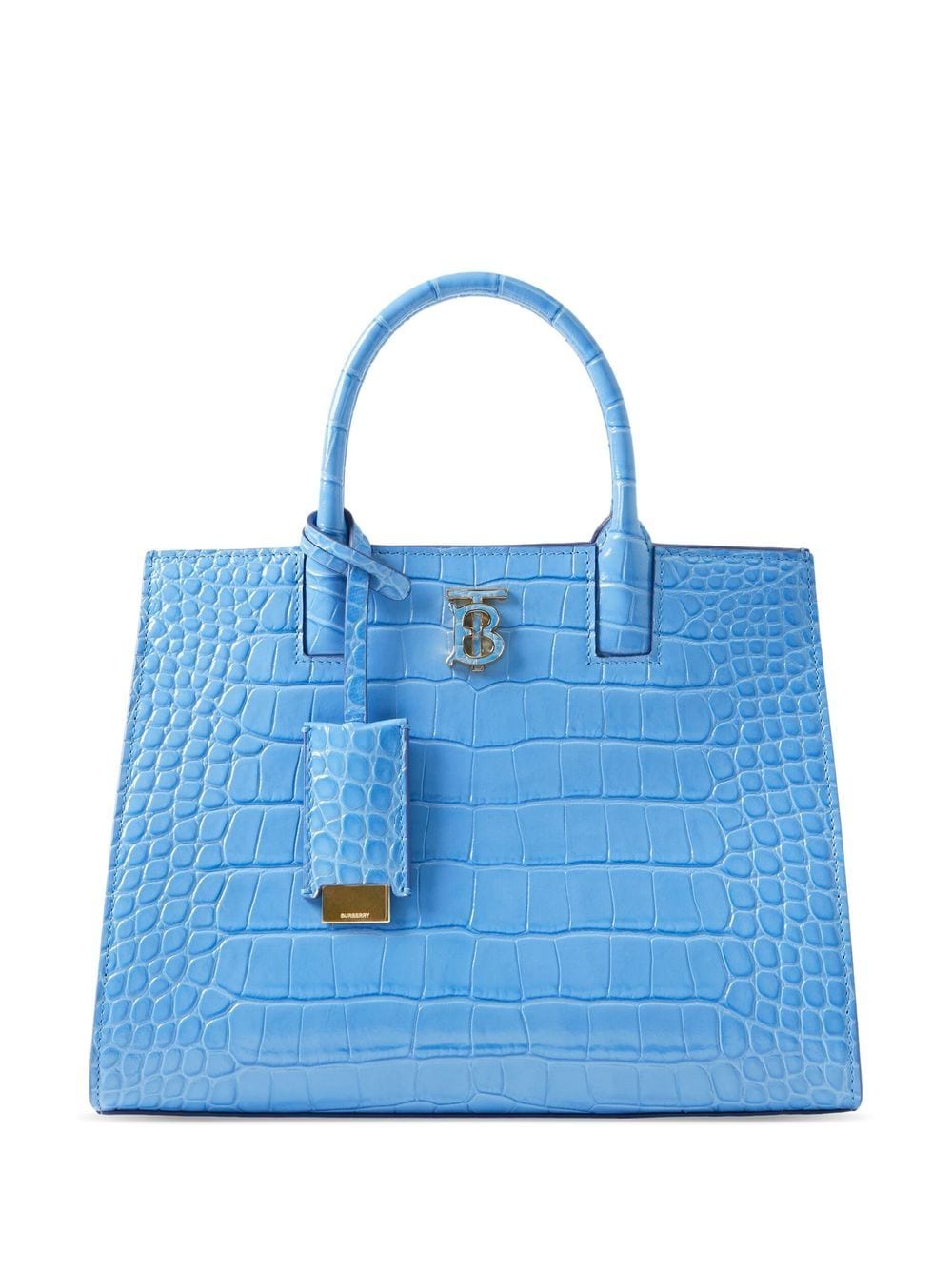 Burberry Frances Mini Embossed Tote Bag In Blue
