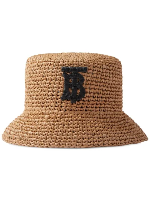 Burberry monogram-patch raffia bucket hat
