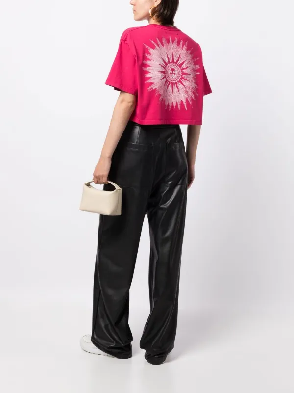 AMIRI logo-print Cropped T-shirt | Pink | FARFETCH