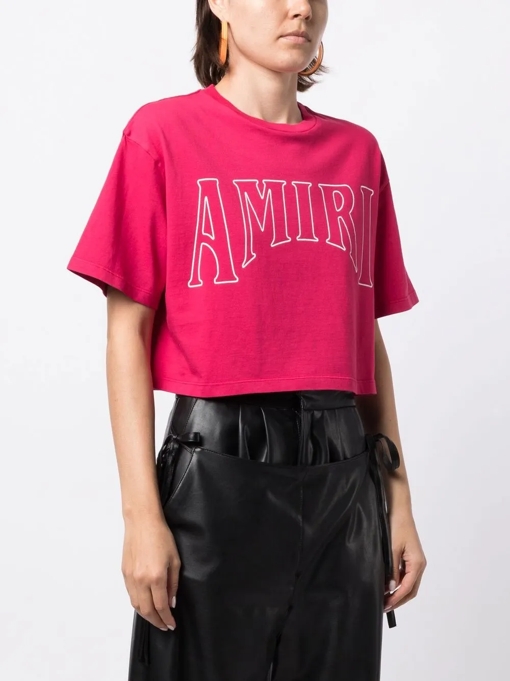 AMIRI logo-print Cropped T-shirt | Pink | FARFETCH
