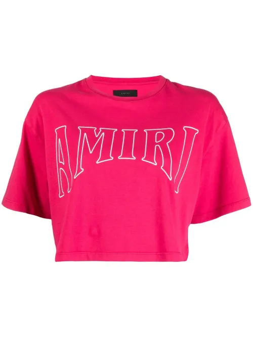 T-shirt crop à logo imprimé - AMIRI - Modalova