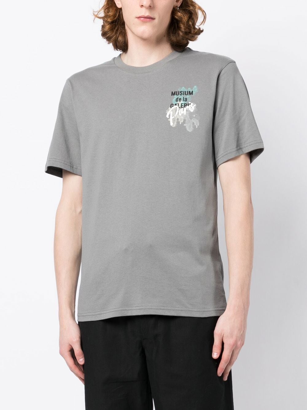 Shop Musium Div. Watercolour-effect Logo-print T-shirt In Grey