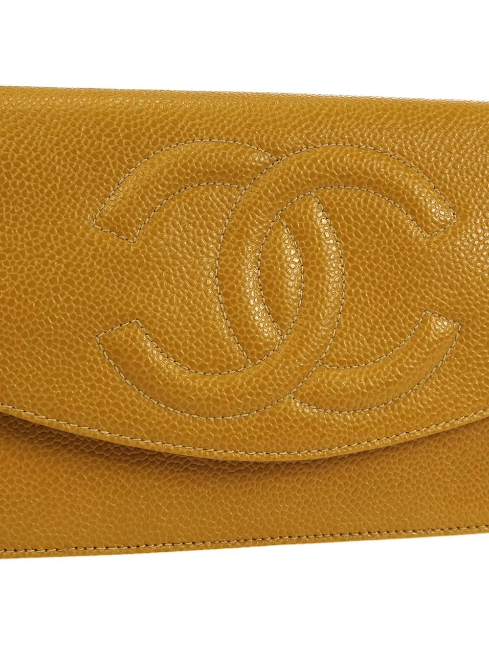 Pre-owned Chanel 1997 Cc Logo-embossed Chain Wallet In Brown