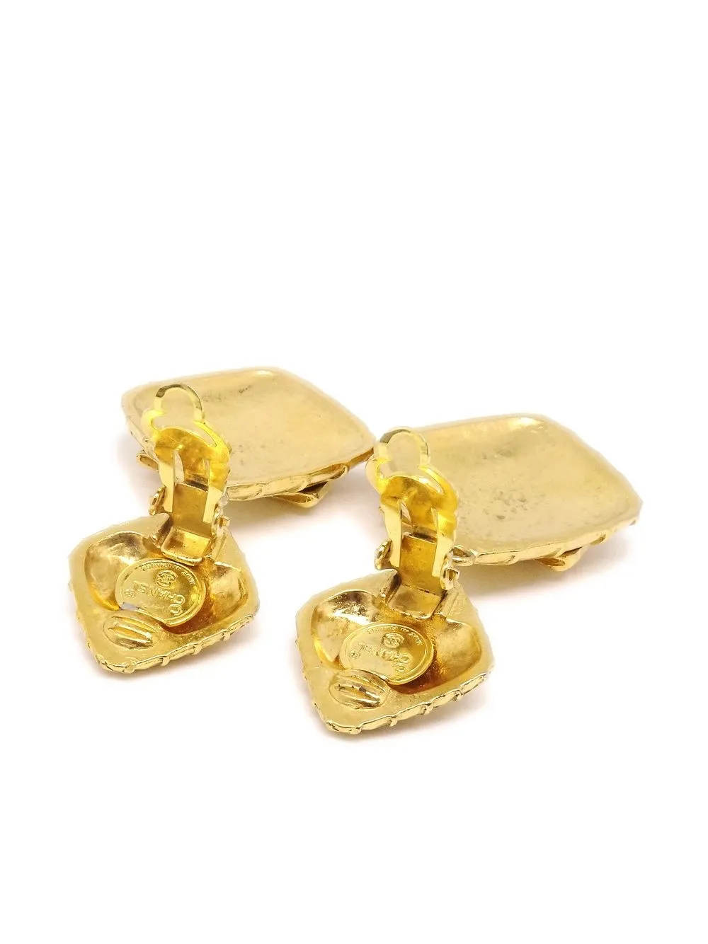 1990-2000s Diamond-Quilted Bow Detailing Dangle Clip-On Earrings