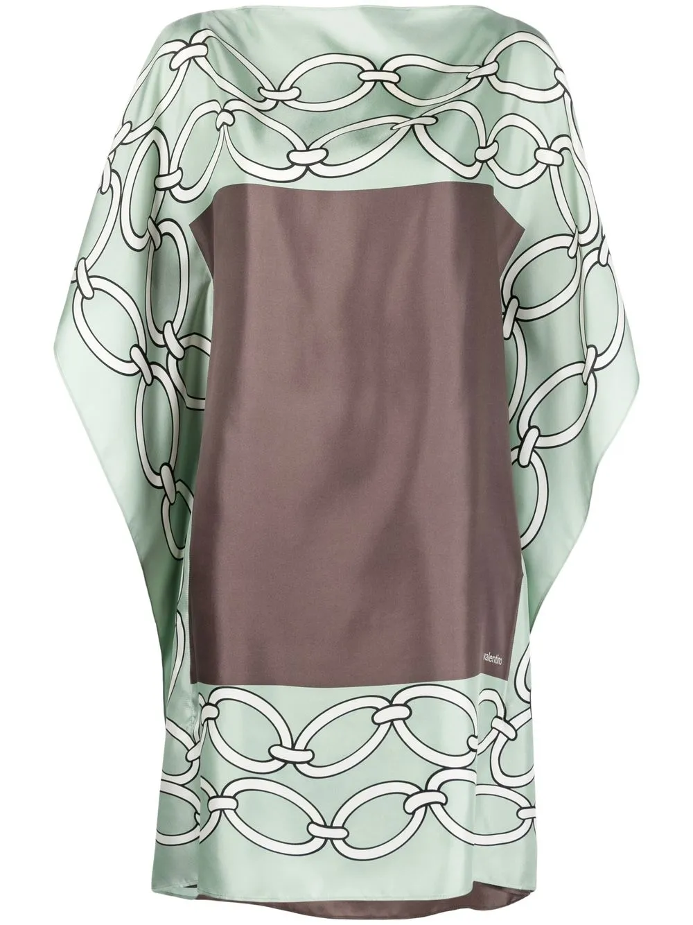 Valentino Chain 1967 Foulard-print Silk Dress In Green