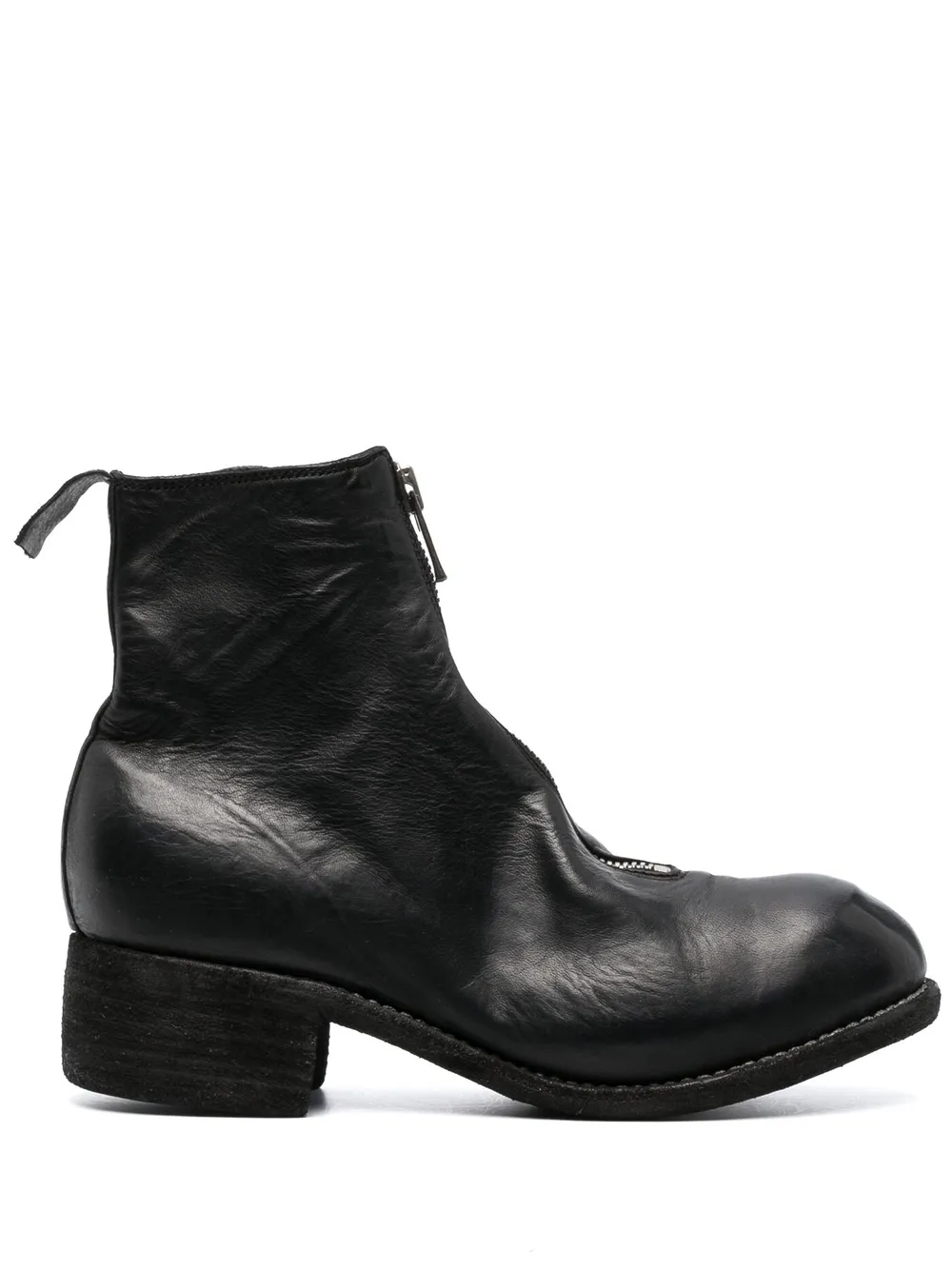 Guidi Crinkled Zip-detail Boots In Schwarz