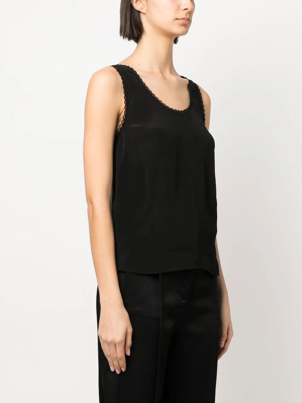 Twinset Scallop-edge Tank Top In Black