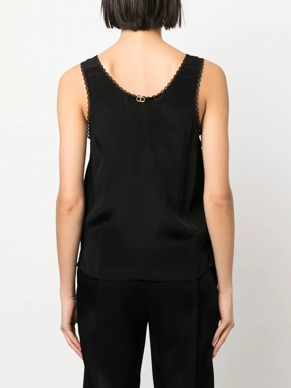 Twinset Scallop-edge Tank Top In Black