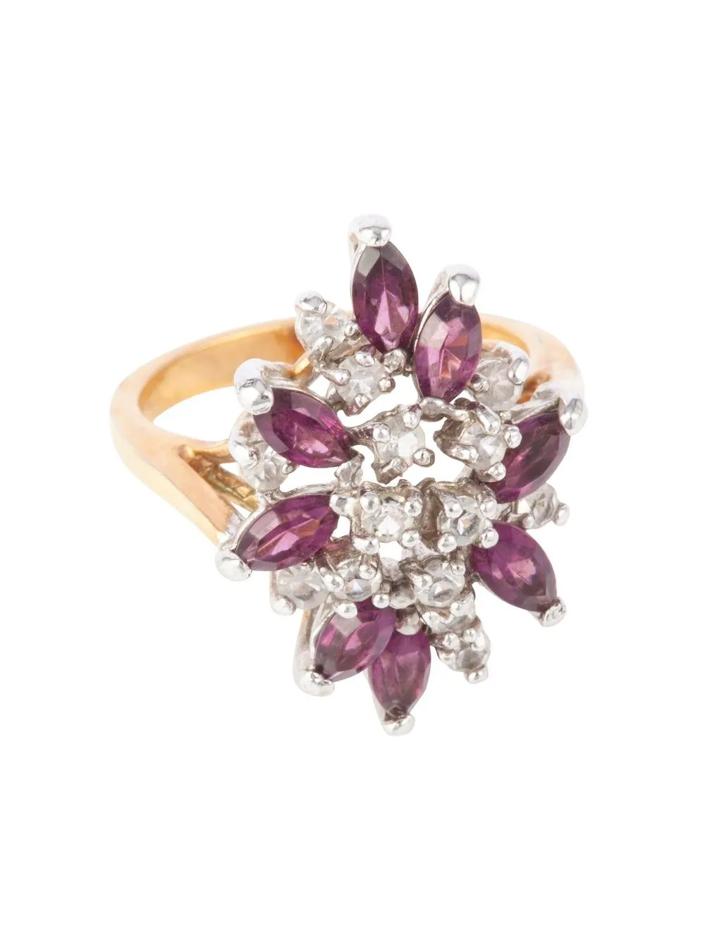 farfetch.com | 1980s floral-motif crystal-embellished ring