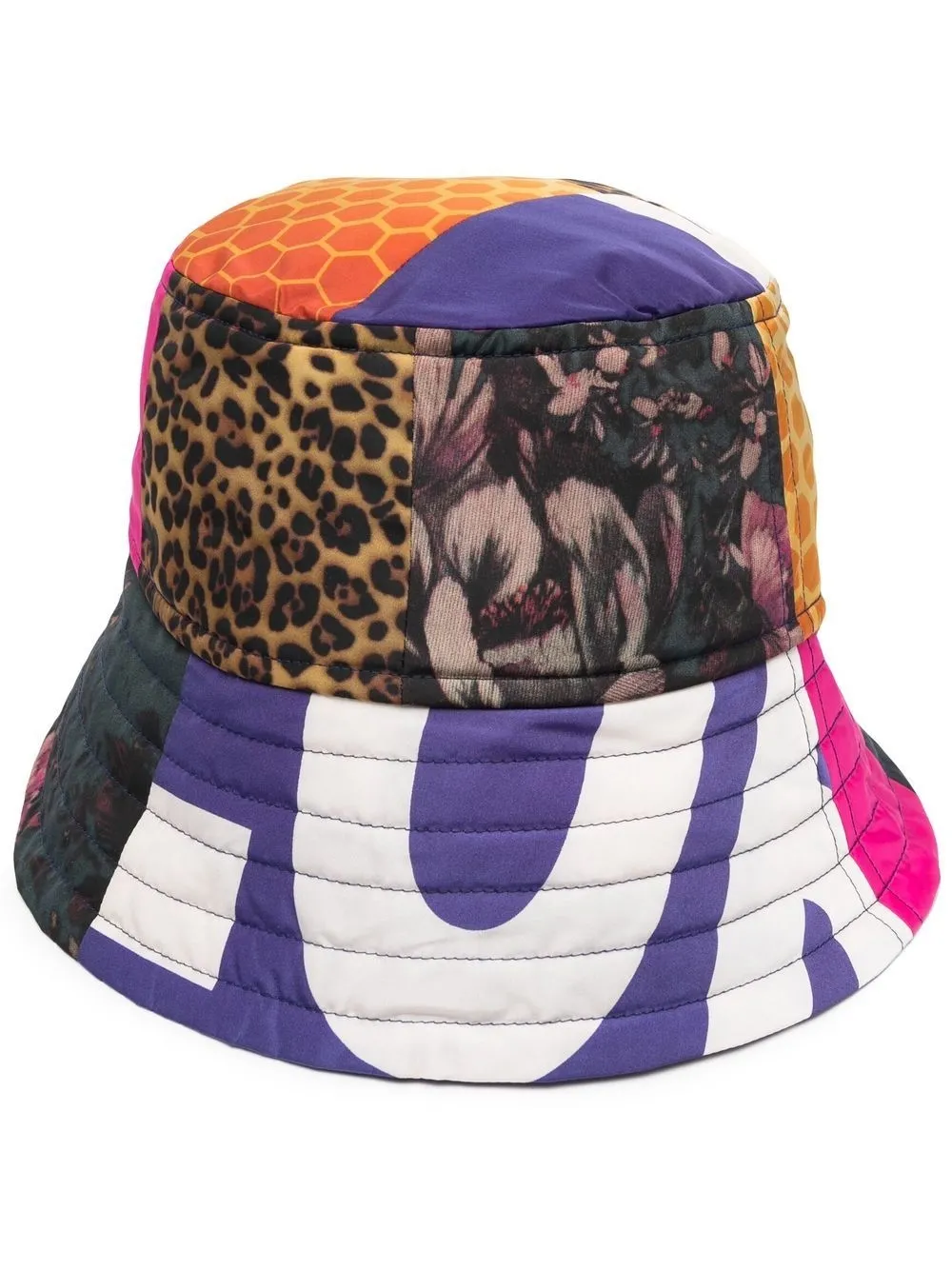 Dries Van Noten Patchwork-print Wide-brim Shell Bucket Hat In Blue