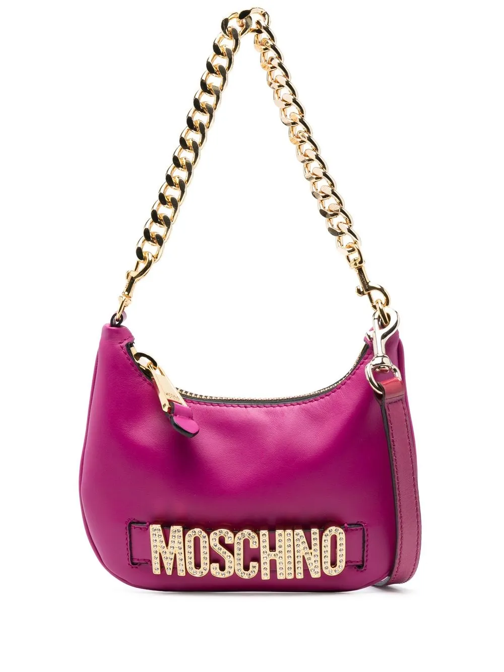 

Moschino crystal-logo leather shoulder bag - Pink