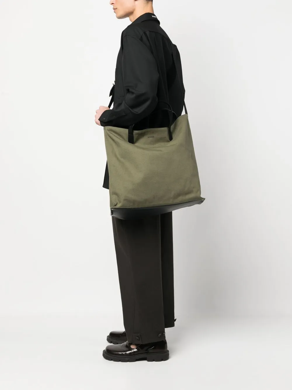 Jil Sander Shopper met logoprint - Groen