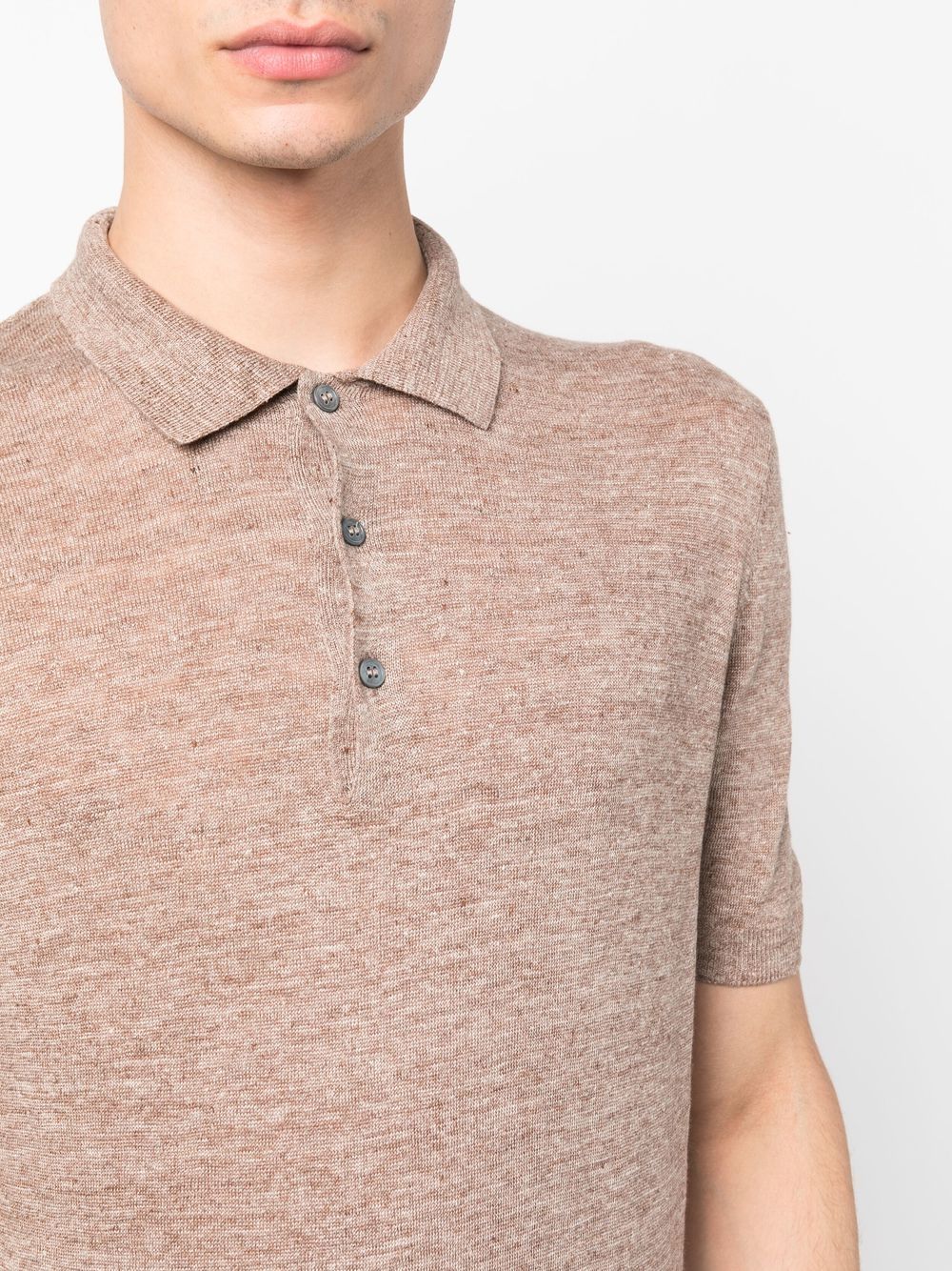 Shop Fileria Short-sleeved Linen Polo Shirt In Brown