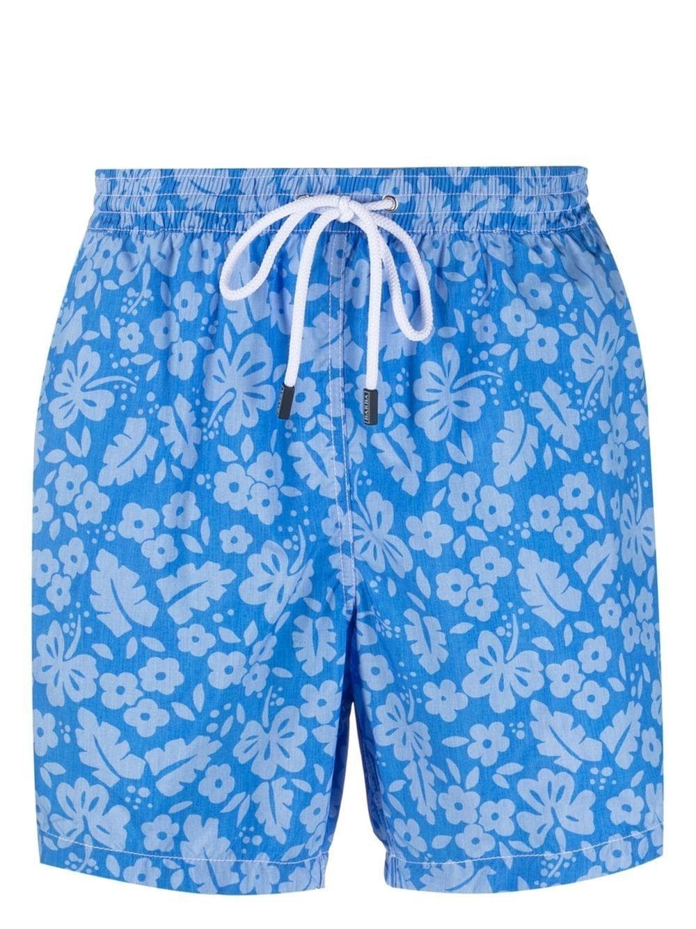 Shop Barba Floral-print Swim Shorts In Blue