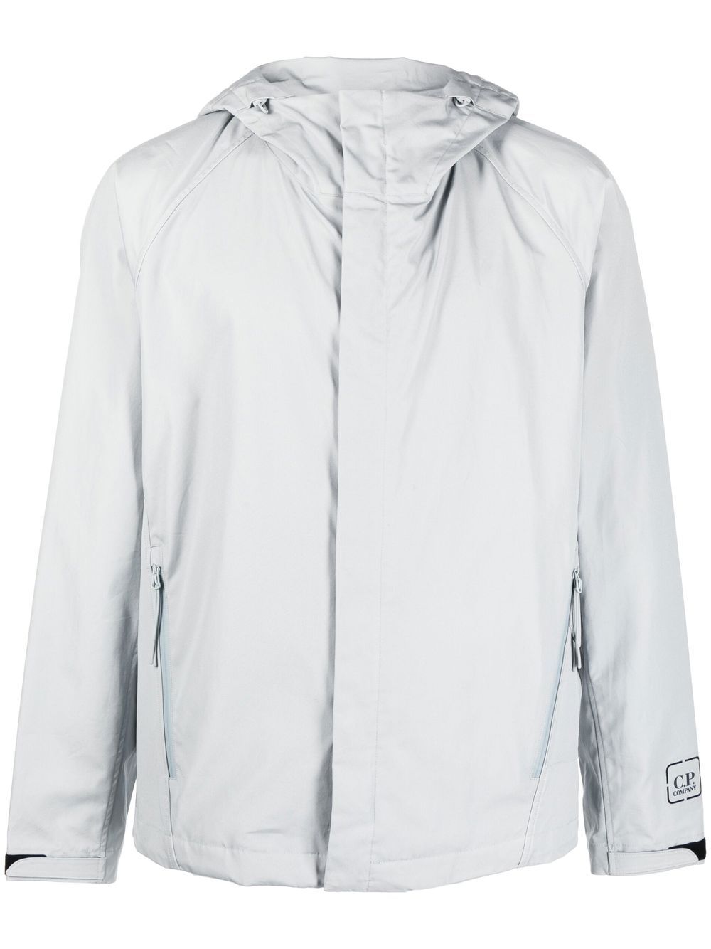 

C.P. Company logo-patch hooded jacket - Grey