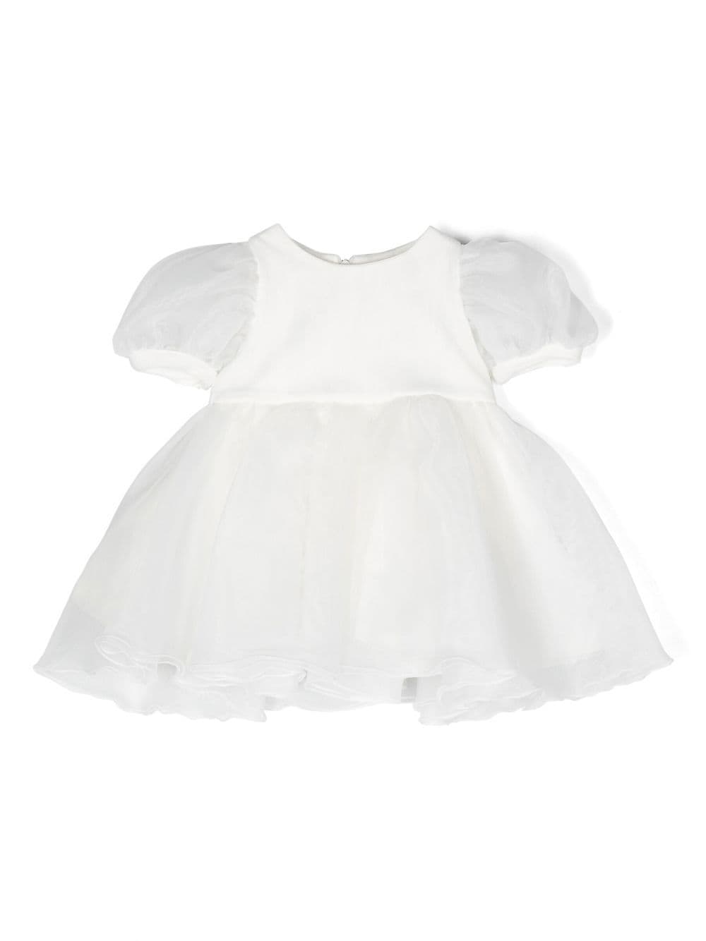 Miss Blumarine Babies' Puff-sleeve Occasion Dress In 白色