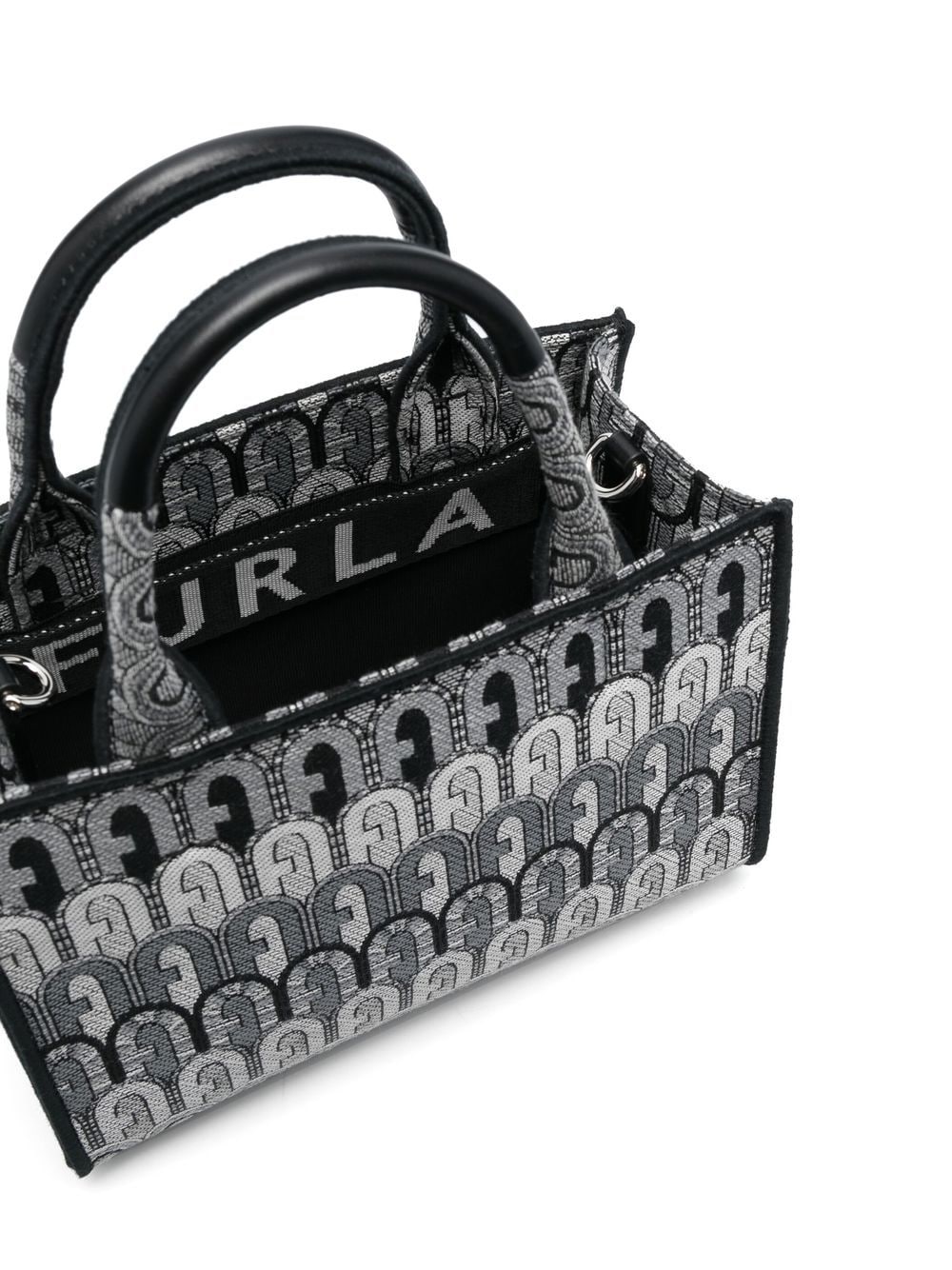 Shop Furla Monogram-jacquard Tote Bag In Black