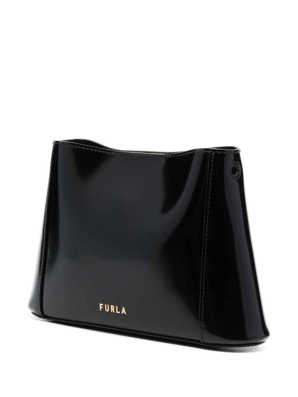 Shop Furla Fleur Patent-leather Shoulder Bag In Black
