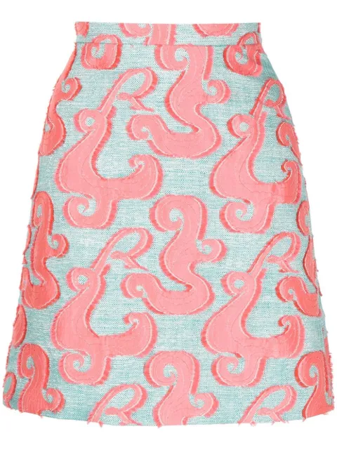 Rochas high-waisted graphic-print skirt