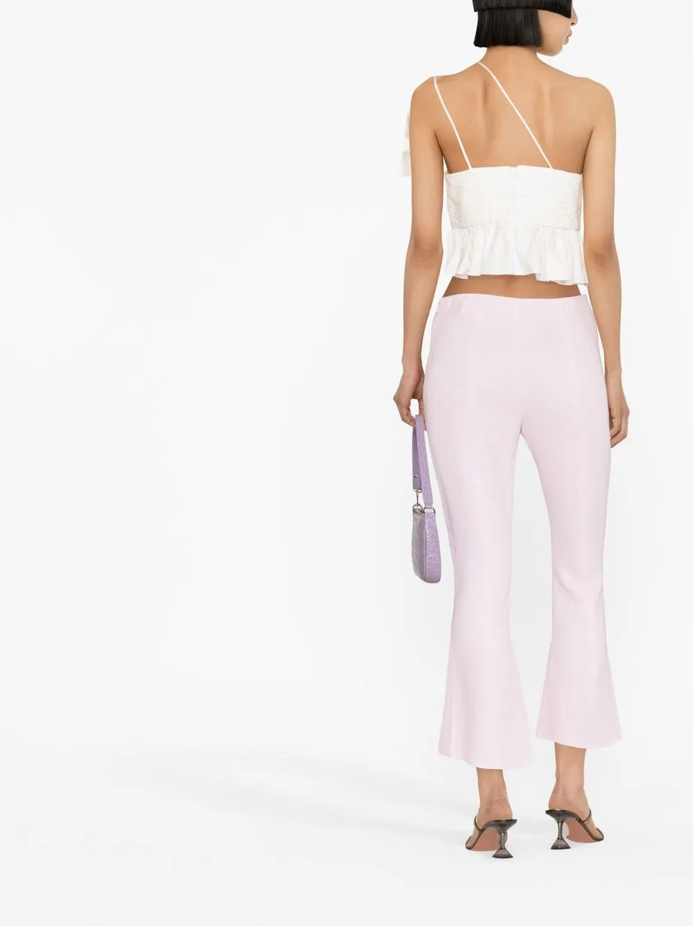 Blumarine Cropped Flared Trousers In Pink