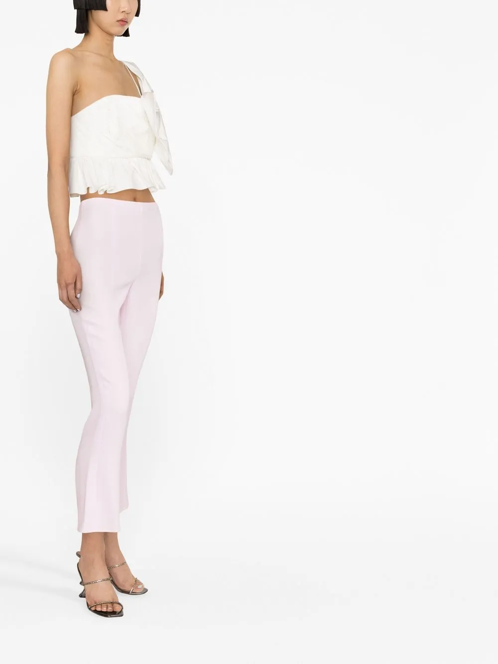 Blumarine Cropped Flared Trousers In Pink