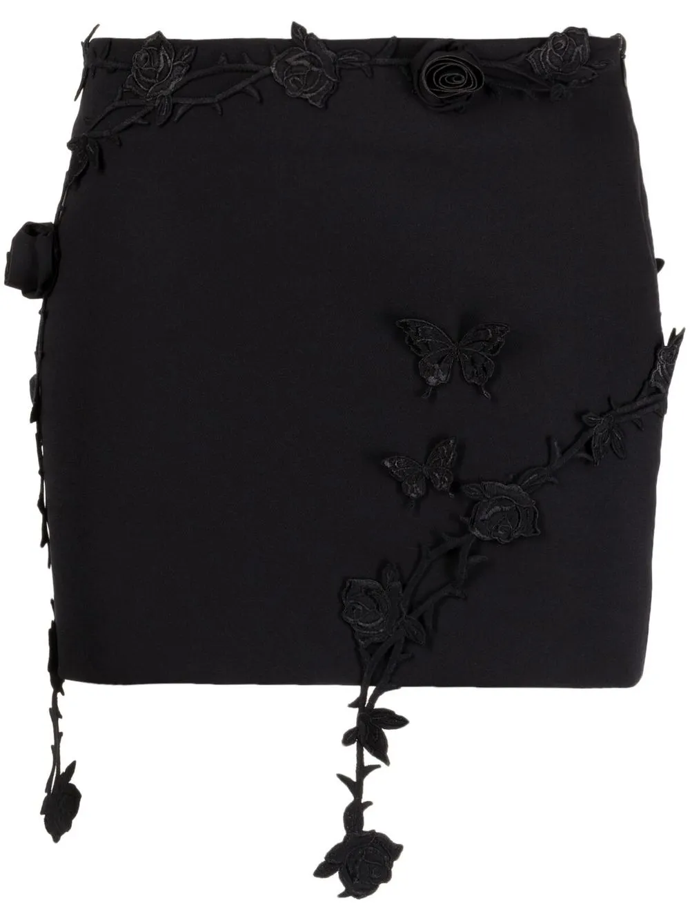 

Blumarine floral-appliqué mini skirt - Black