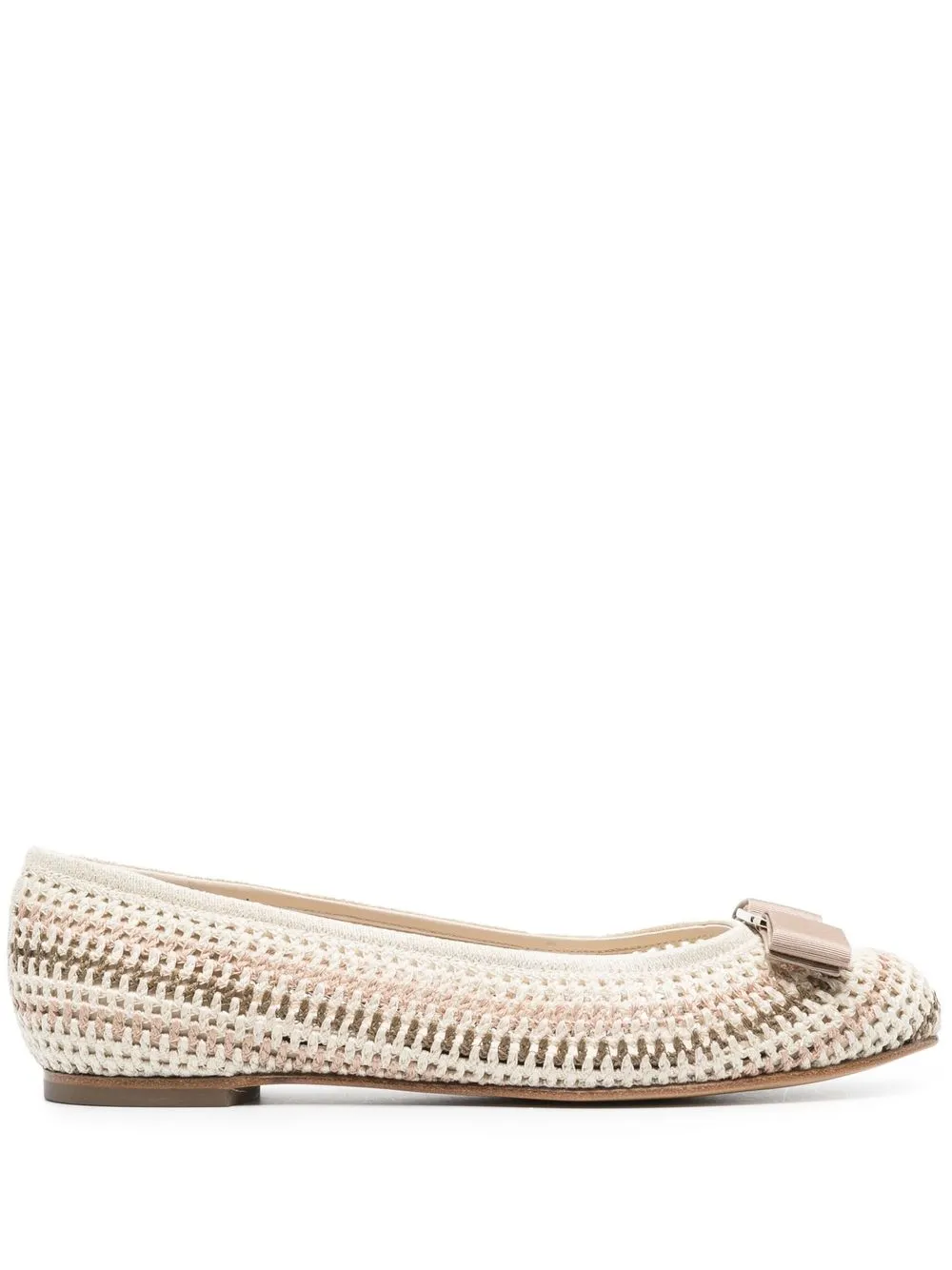 

Ferragamo crochet Vara ballerina pumps - Neutrals