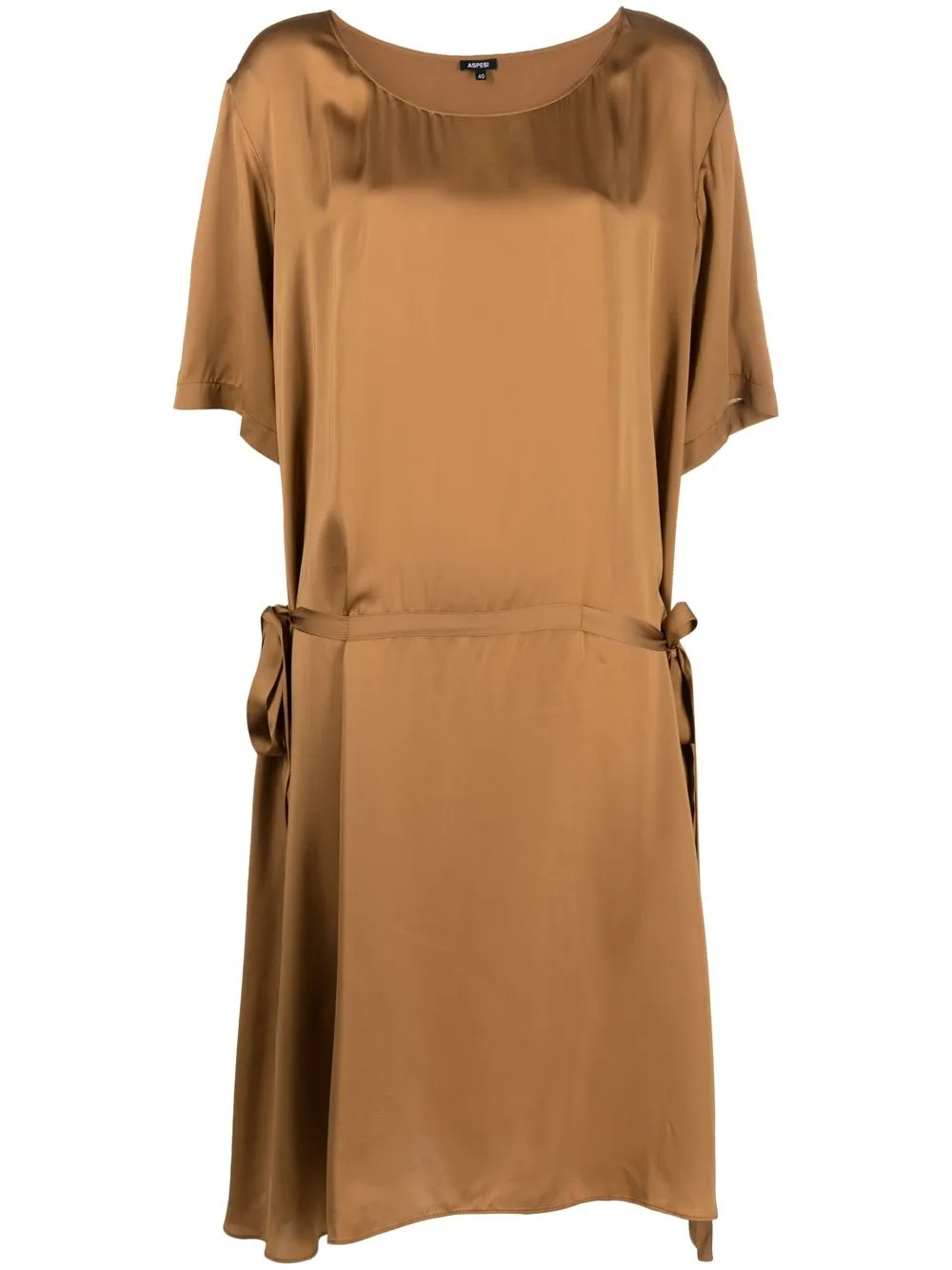 

ASPESI drop waist satin finish dress - Brown
