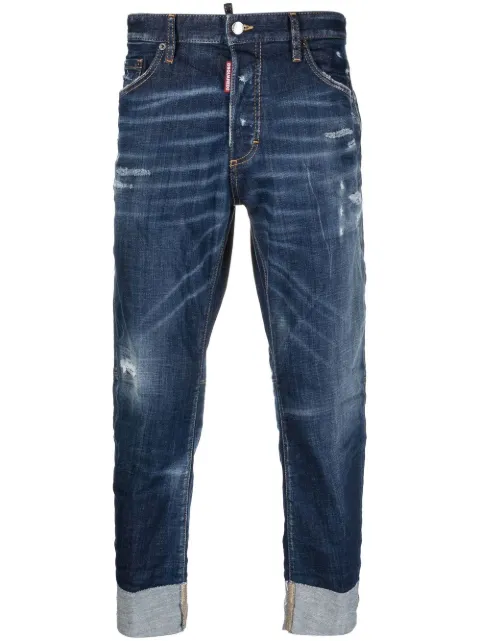slim-fit ripped denim jeans