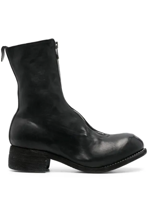 Guidi bottines en cuir à fermeture zippée