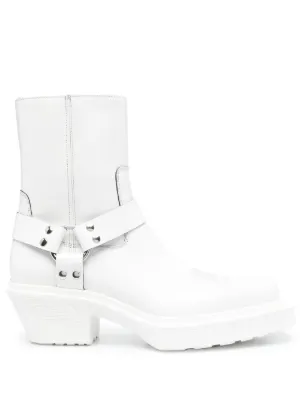 EGONlab. Spike Leather Boots | White | FARFETCH