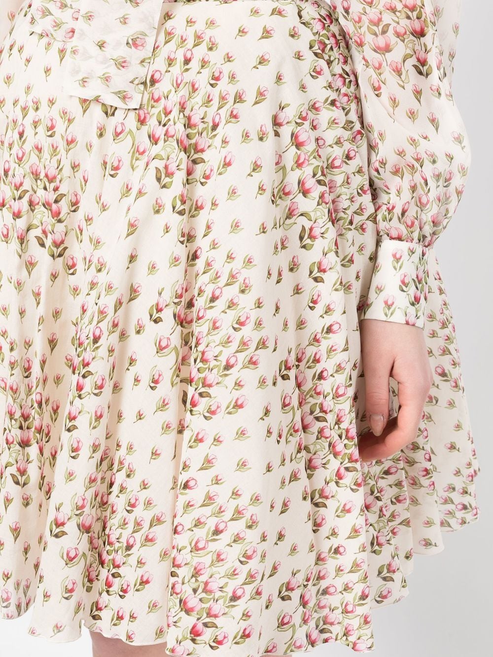Shop Giambattista Valli Floral-print Flared Skirt In Nude