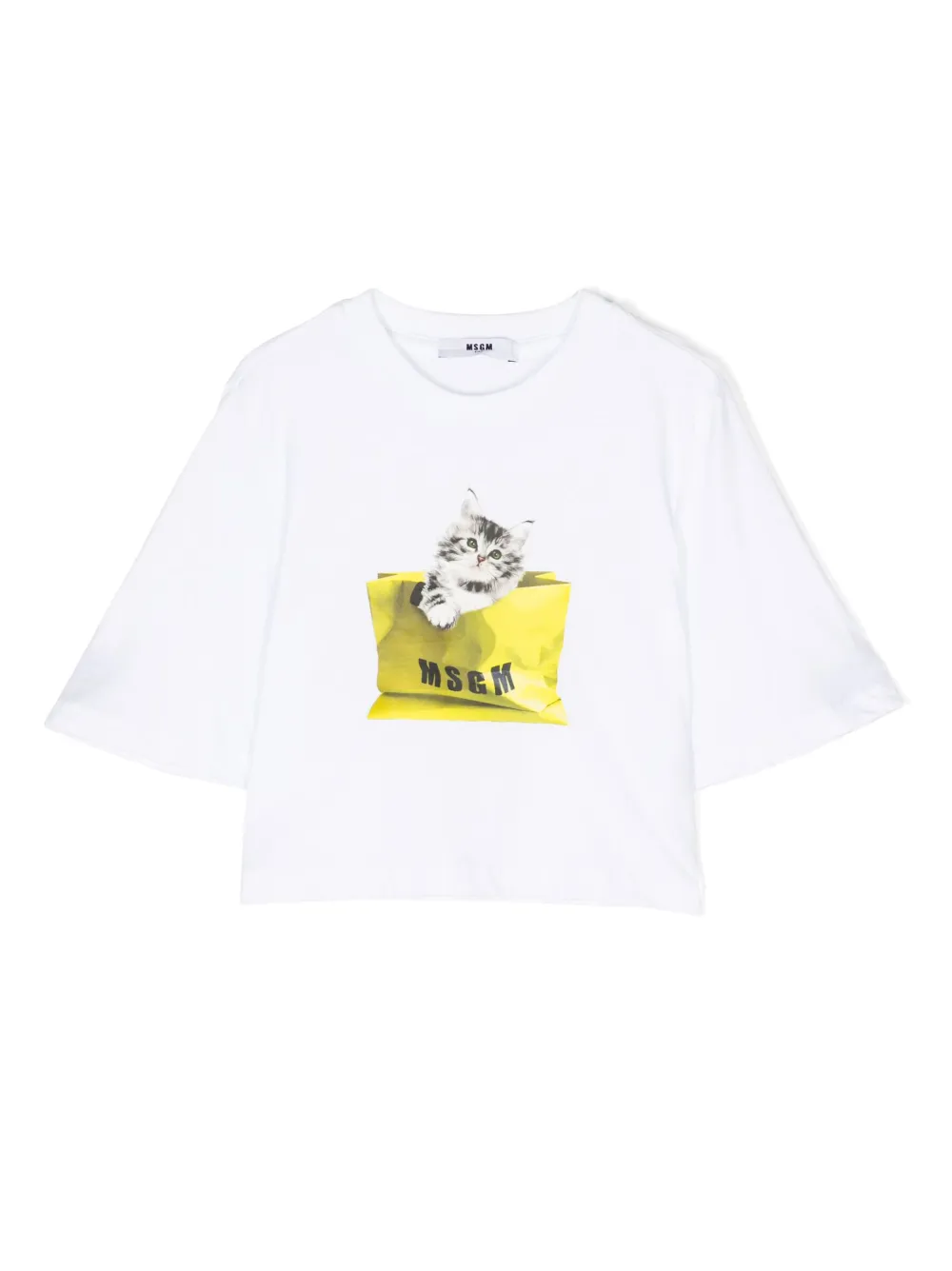 Image 1 of MSGM Kids graphic-print cropped T-shirt