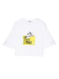 MSGM Kids graphic-print cropped T-shirt - White