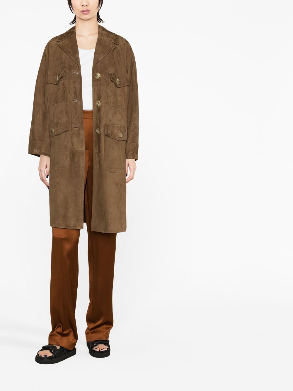 Shop 's Max Mara Oversize Suede Coat In Brown
