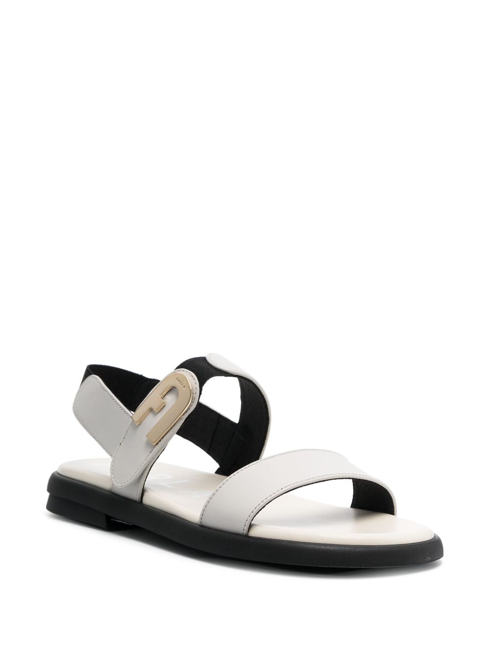 Shop Furla Sign Leather Sandals In Nude