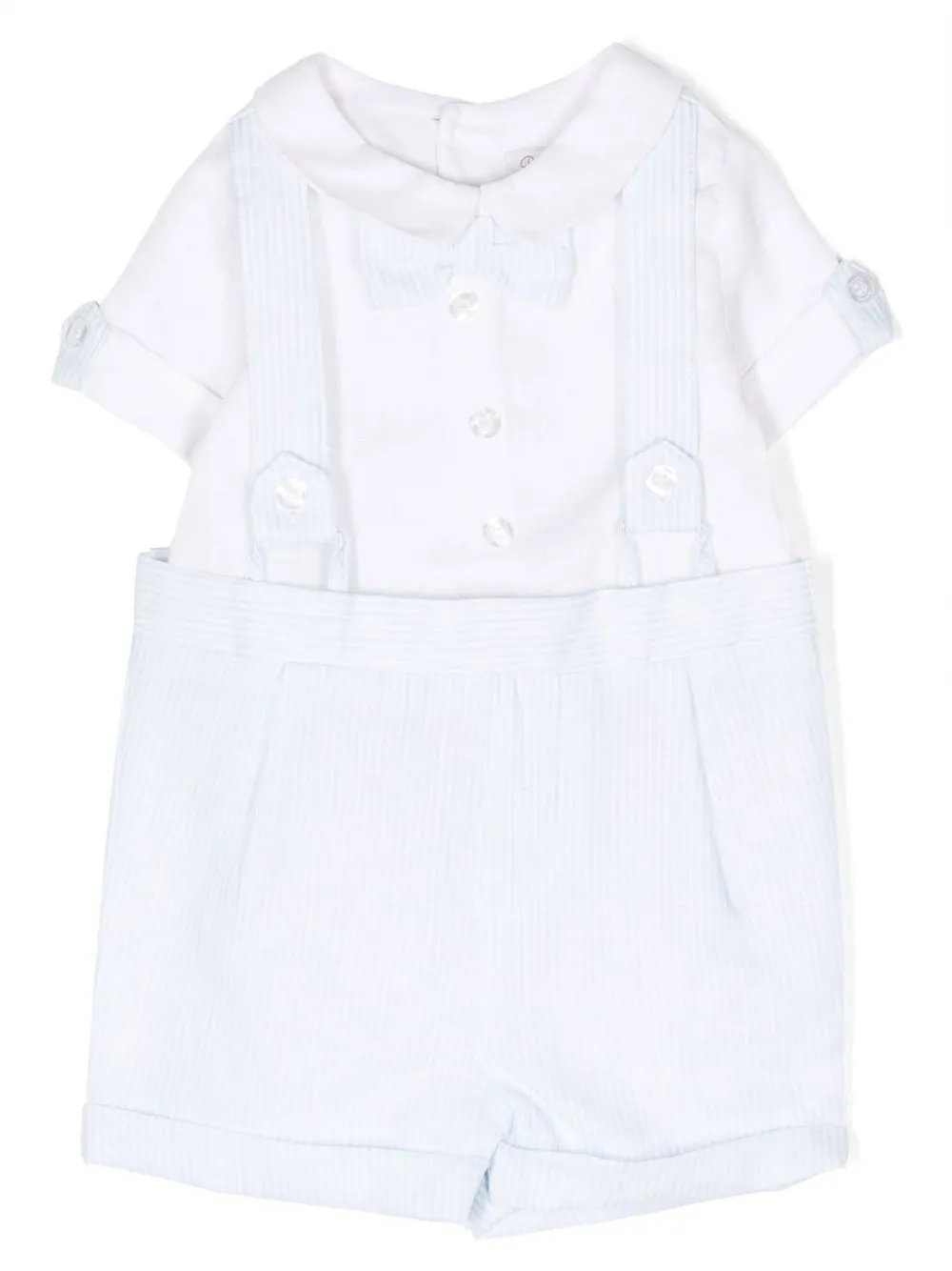 Patachou Babies' Button-front Striped Romper In White