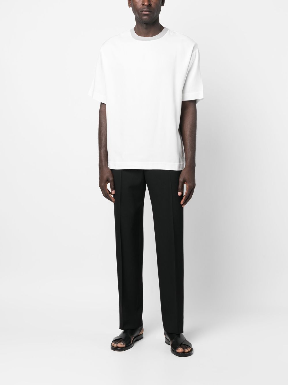 Shop Giorgio Armani Short-sleeve Lyocell T-shirt In White