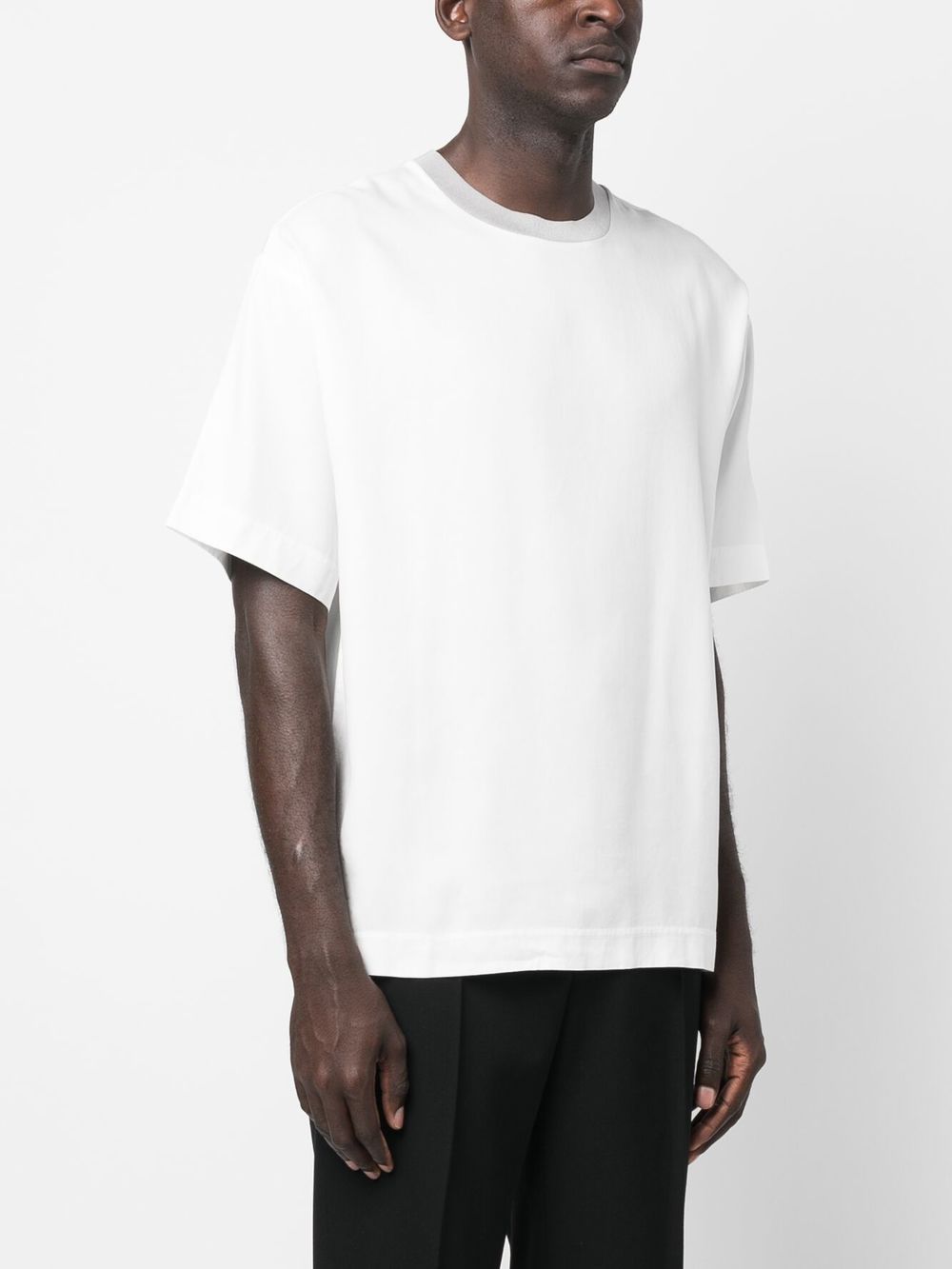 Shop Giorgio Armani Short-sleeve Lyocell T-shirt In White