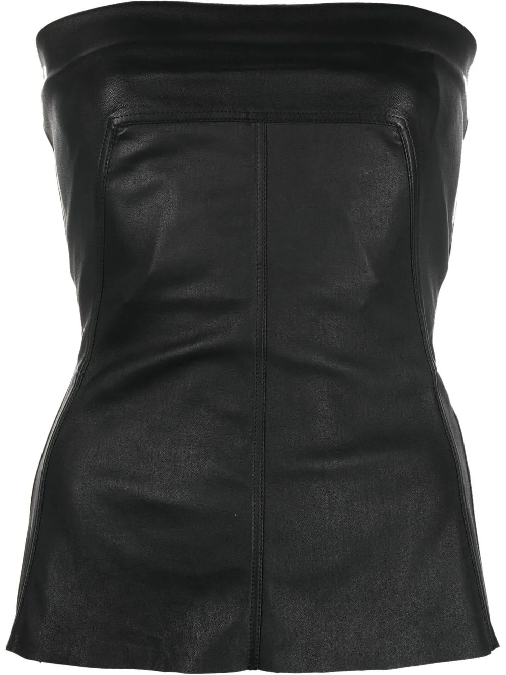 

Rick Owens fitted leather strapless top - Black