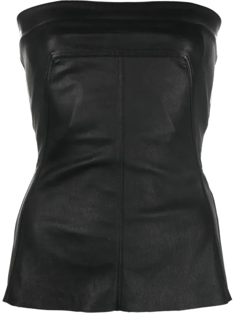Rick Owens fitted leather strapless top