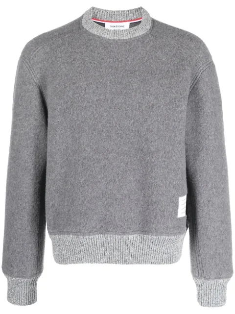 Thom Browne logo-patch crew neck jumper