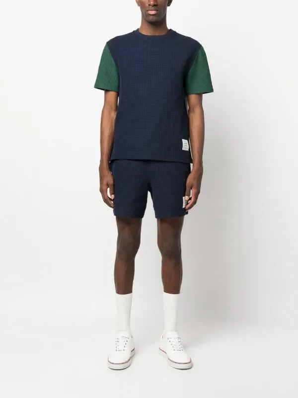 Thom Browne waffle-effect Drawstring Shorts | Blue | FARFETCH