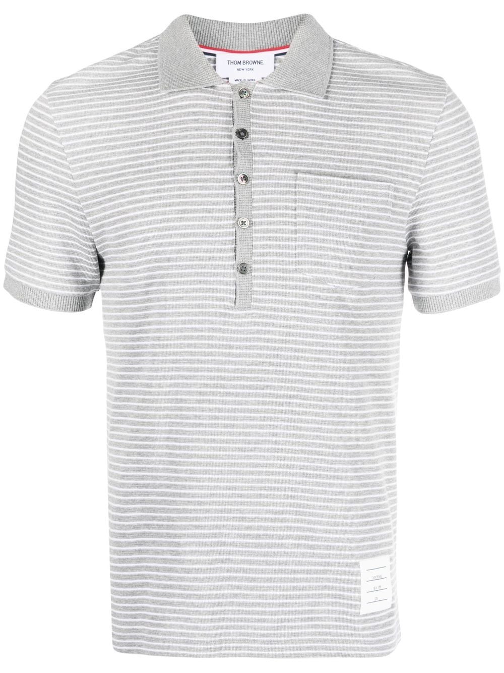 Thom Browne Striped Short-sleeve Polo Shirt In Grey
