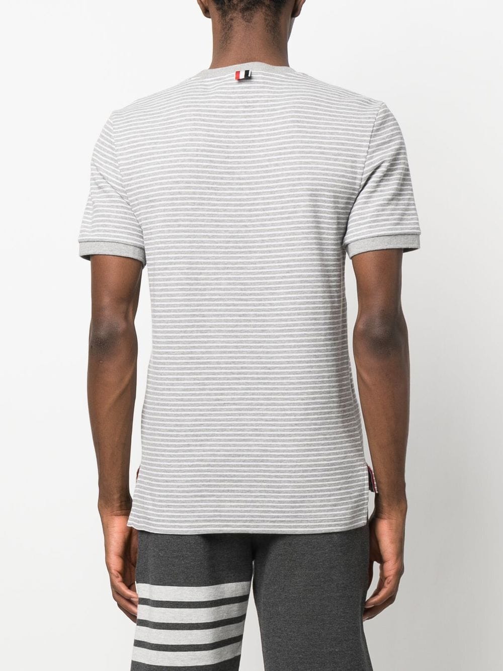 Shop Thom Browne Pinstripe Pattern Cotton T-shirt In Grey