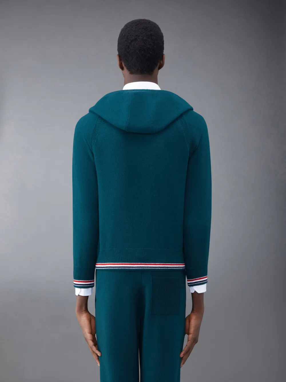 Thom Browne Cashmere Knitted Zip-up Hoodie In Green
