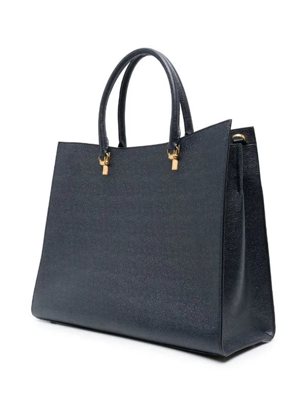 Thom Browne pebbled-leather Duet Tote | Blue | FARFETCH