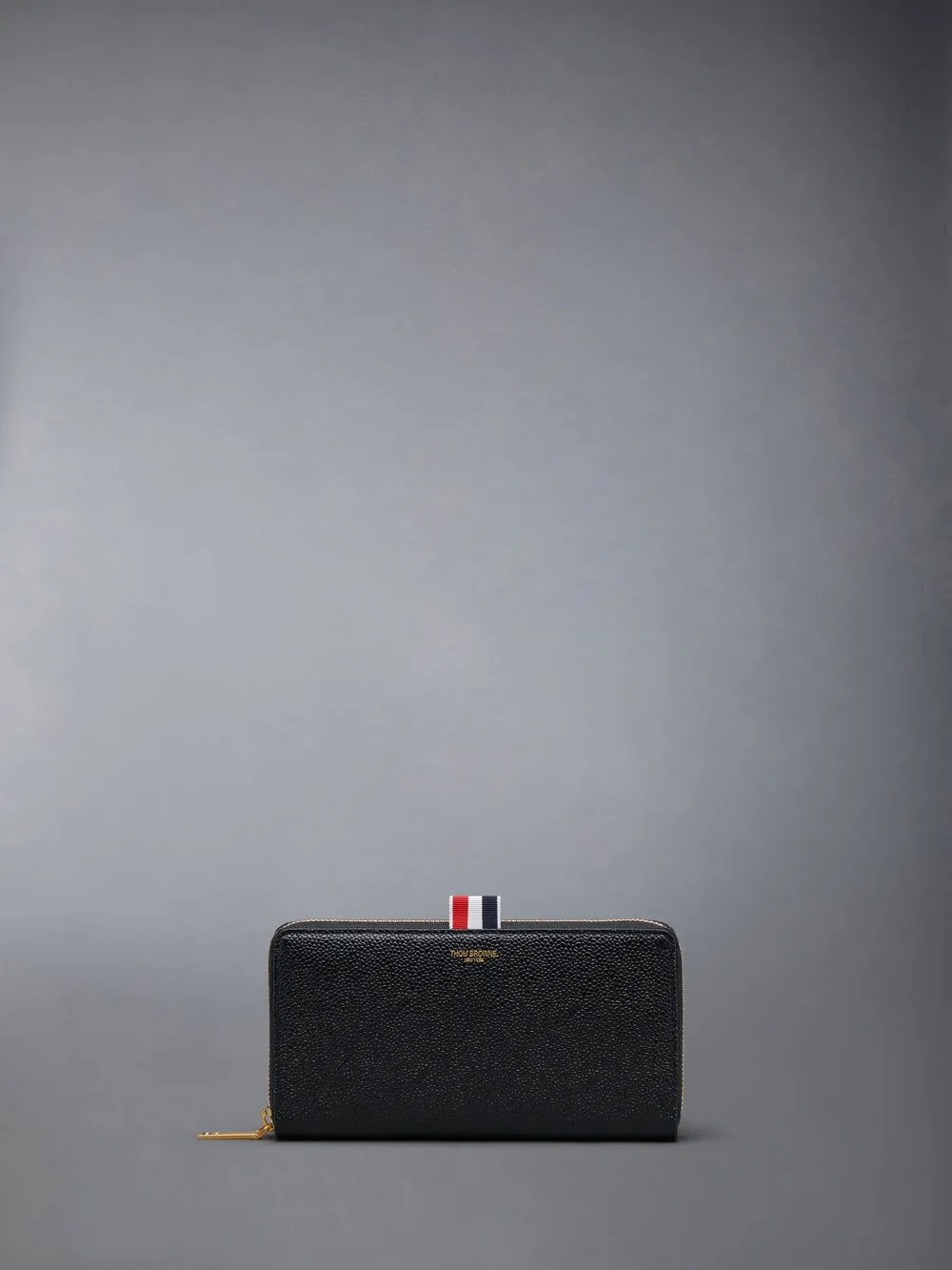 Thom Browne Pebble-grain Zip-around Wallet In Black